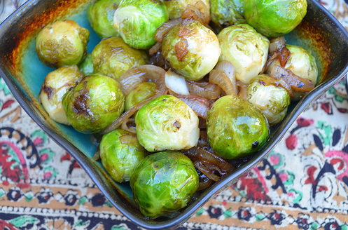 Miso glazed Brussels sprouts