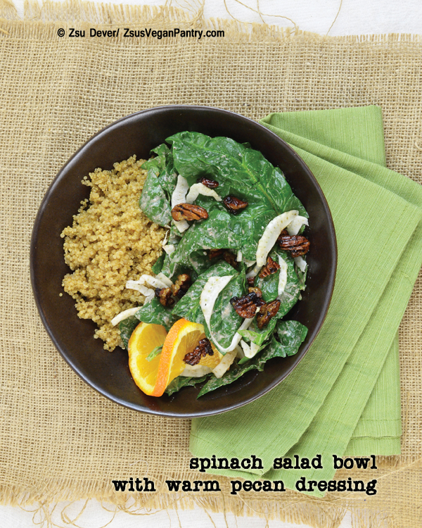 Spinach Salad with Warm Pecan Zsu's Vegan Pantry_Vegan Bowls